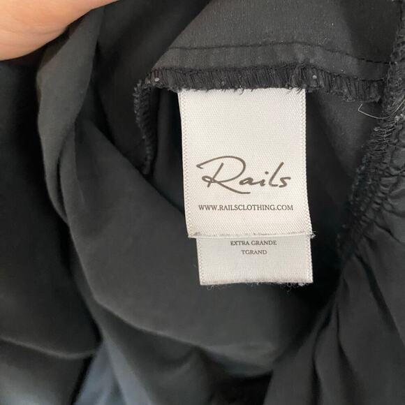 Rails Rumi Smocked Midi Dress Womens Size XL Black Ruffle Hem Cotton Tencel - Picture 6 of 8